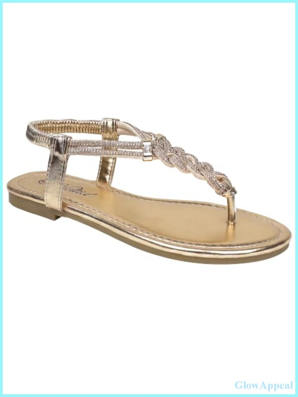 Rhinestone Thong Flat Sandals Braided T-Strap Faux Leather Casual Wedding